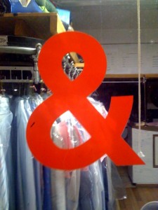red ampersand from a dry cleaners